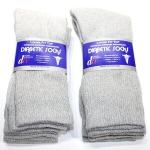 Debra Weitzner Diabetic Socks Men Women Loose Fit Gray 6 Pair Crew XL 9-15